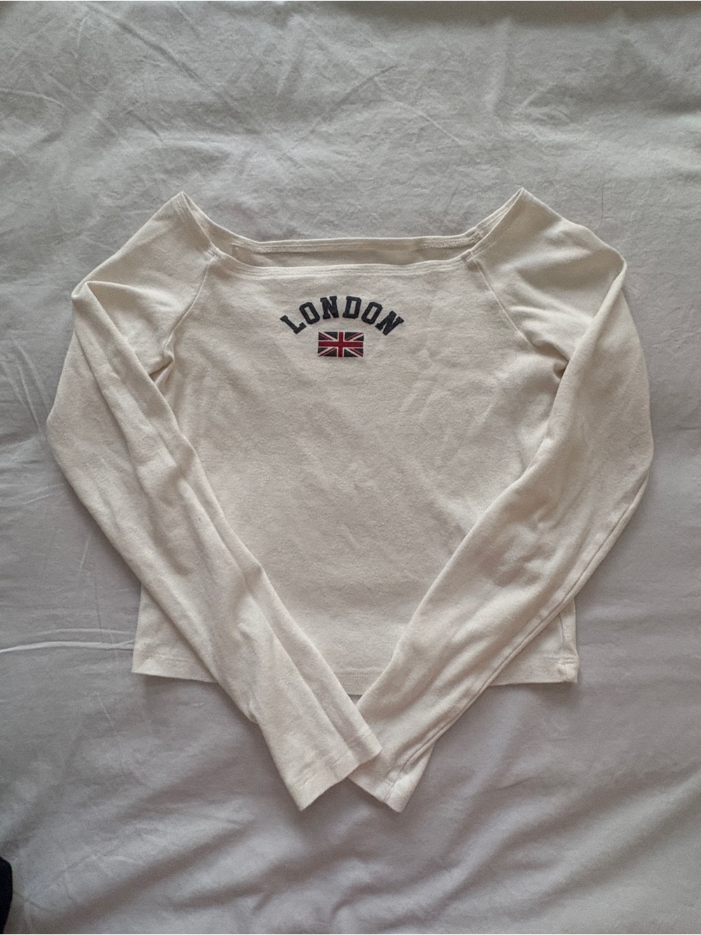 Hollister Cream Off-Shoulder Long Sleeve Top